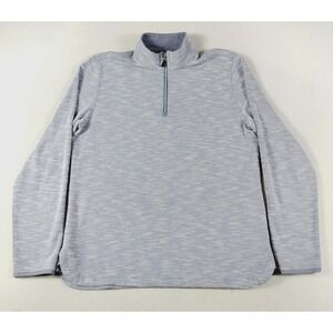 Robert Graham Sweater Mens Large Blue Waffle Knit 1/4 Zip Mock Neck Stretch